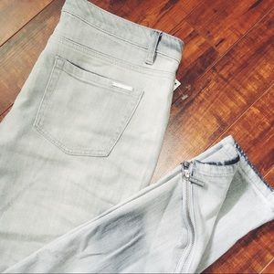 Michael Kors grey wash jeans with zipper detail